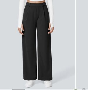 HALARA Wide-Leg Pants- BLACK- SMALL PETITE